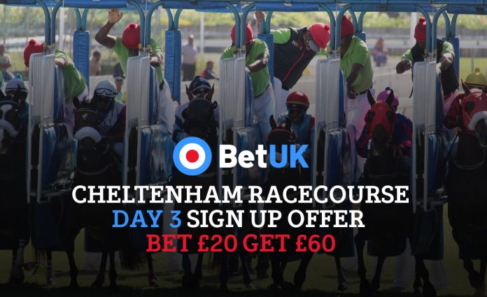 Cheltenham Racecourse day 3sign up offer bet 20 get 60