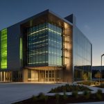 A modern glass building with the Nvidia logo prominently displayed, set against a clear blue sky in Santa Clara, California.