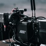 Professional cinema camera rig on a film set